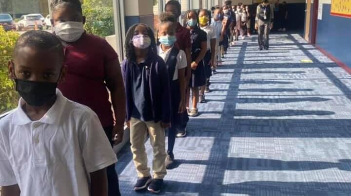 3rd Graders in line for lunch