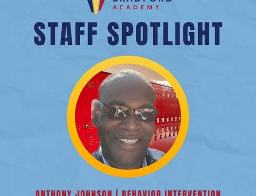Picture of Bradford Academy Behavioral Interventionist Anthony Johnson for staff spotlights.